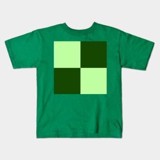 Pine and Mint Green Checkerboard pattern Kids T-Shirt